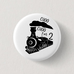 Choo Choo I'm 2, 2nd Birthday Boy 1 Inch Round Button