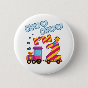 Choo Choo I'm 2 2nd Birthday Train Inch Round Button
