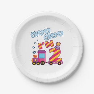 Choo Choo I'm 2 2nd Birthday Train Paper Plate