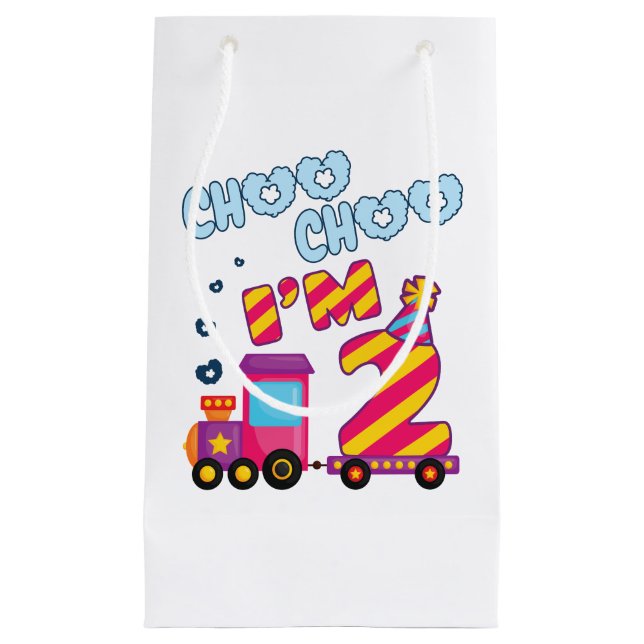 Choo Choo I'm 2 2nd Birthday Train Small Gift Bag (Front)