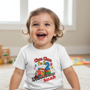 Choo Choo I'm 2! Personalized Train Birthday Baby T-Shirt