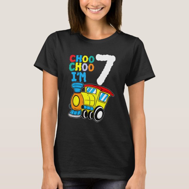 Choo Choo I'm 7 Years Old Locomotive Train 7th Bir T-Shirt (Front)