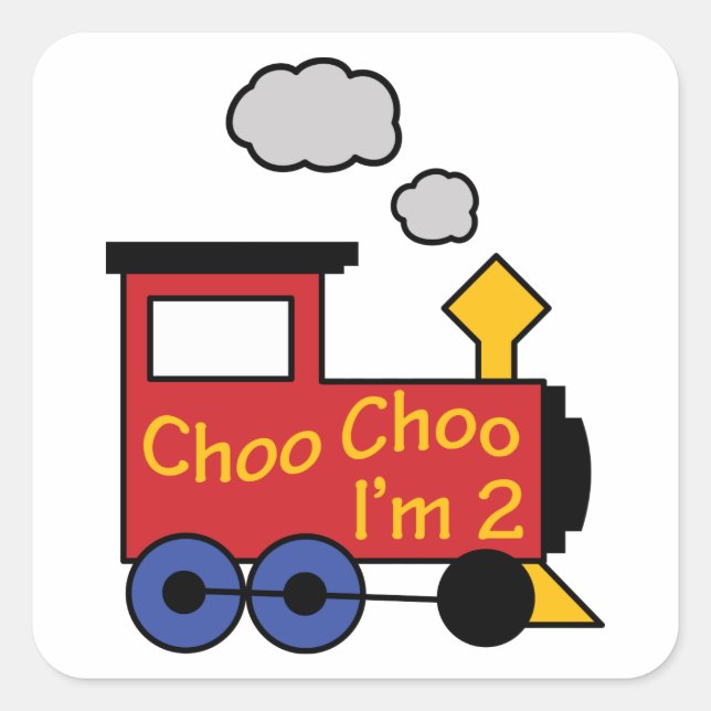 Choo Choo I'm Two Square Sticker (Front)