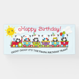 Choo! Choo! It's the Panda Birthday Train Banner
