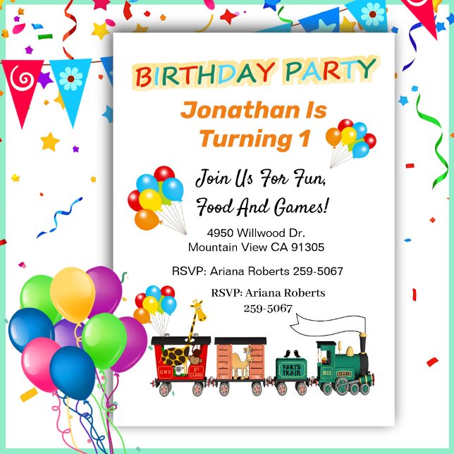 Choo Choo Train 1st Birthday  Invitation (Creator Uploaded)