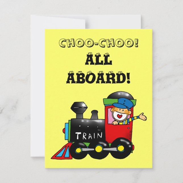 choo choo train 2nd birthday party invitation (Front)