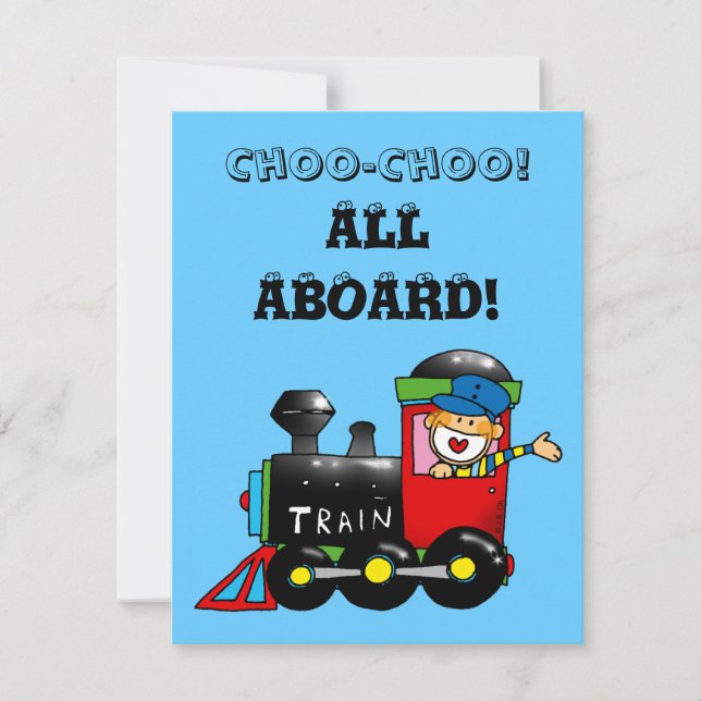 choo choo train 4th birthday party invitation (Front)
