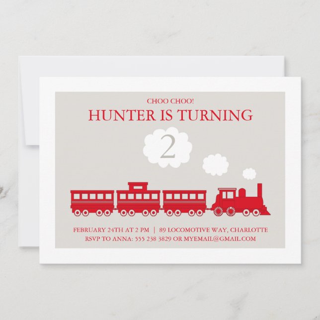 Choo Choo Train Anniversaire Fête Invitation (Devant)
