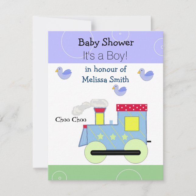 Choo Choo Train Baby Boy Invitation (Devant)