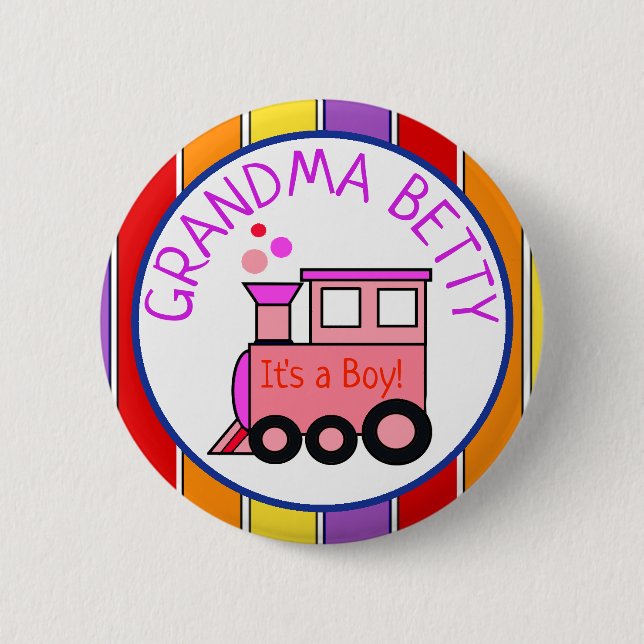 Choo Choo Train Baby Shower Grandma to Be 2 Inch Round Button (Front)