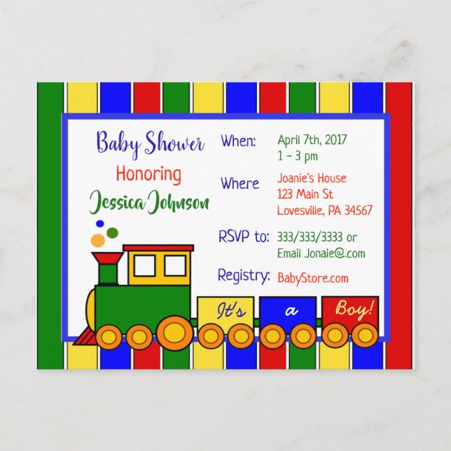 Choo Choo Train Baby Shower Invitation (Front)