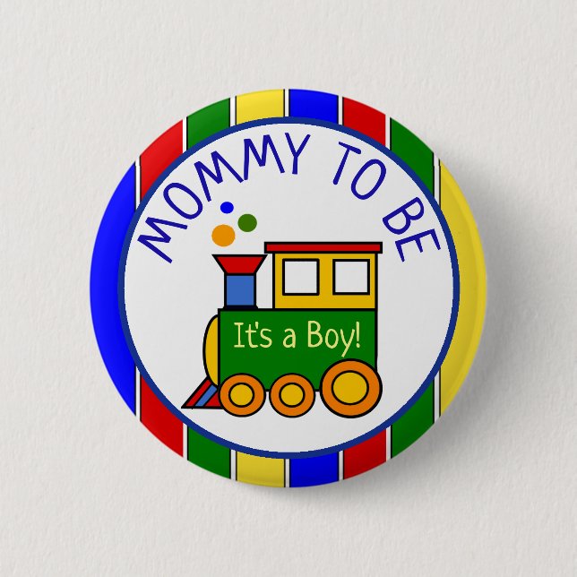Choo Choo Train Baby Shower Mom to Be 2 Inch Round Button (Front)