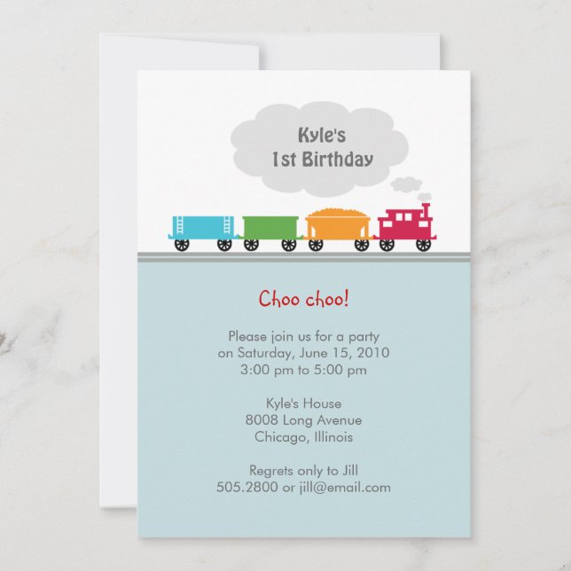 Choo Choo Train Birthday Party Invitation (Front)