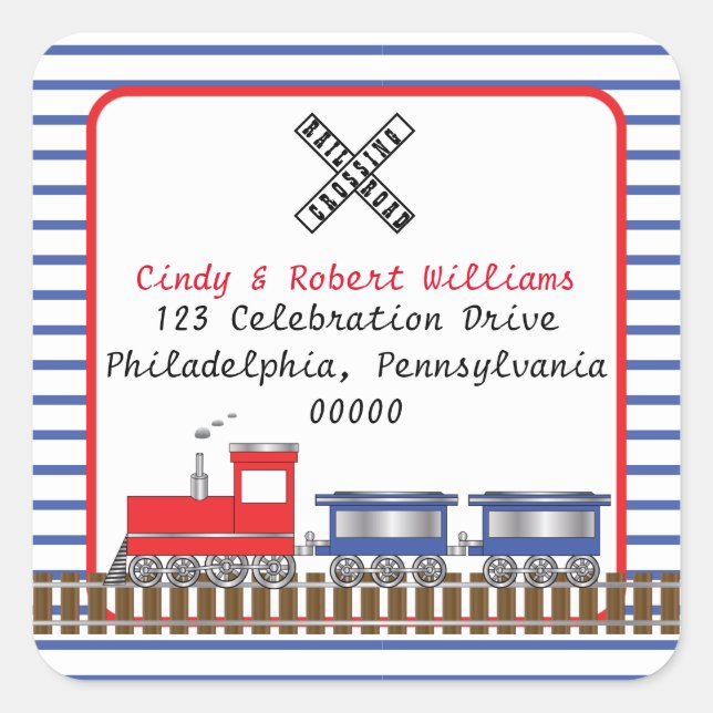 Choo Choo Train Birthday Return Address Seals (Front)