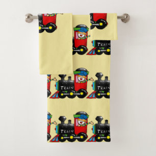 choo choo train boy bath towel set