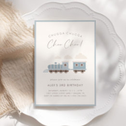 Choo Choo Train Boys Blue Birthday Party Invitation
