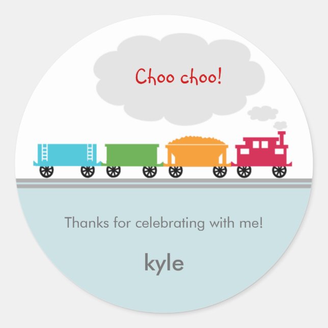 Choo Choo Train Favour Sticker or Envelope Seal (Front)