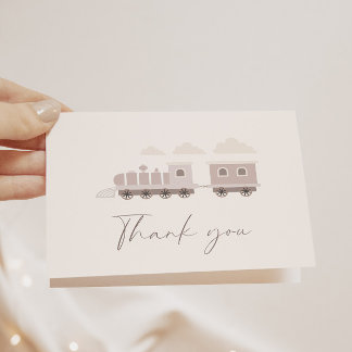 Choo Choo Train Girls Pink Birthday Party Thank You Card