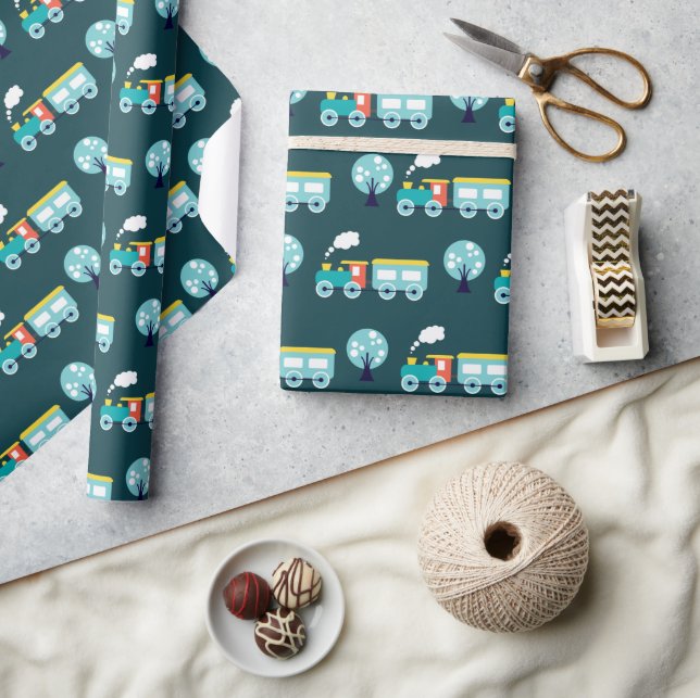 Choo Choo Train Glossy Wrapping Paper, 30" x 6' Wrapping Paper (Crafts)