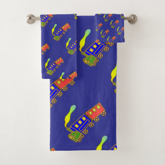 Choo Choo Train Kids Blue  Bath Towel Set