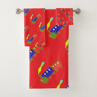 Choo Choo Train Kids Red  Bath Towel Set