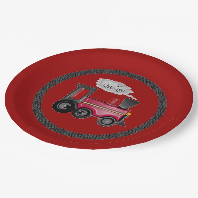 Choo Choo Train Kids Trains Customize Paper Plate (Angled)