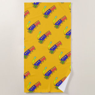 Choo Choo Train Kids Yellow   Beach Towel