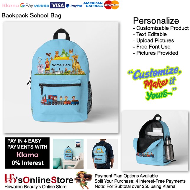 Choo Choo Train Loco Motive Blue children 7 Printed Backpack (Choo Choo Train Loco Motive Blue children Printed Backpack 7.)