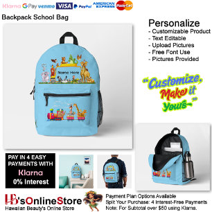 Choo Choo Train Loco Motive Blue Funny Monkeys 3 Printed Backpack