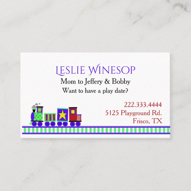 Choo Choo Train Mommy Play Date Card (Front)