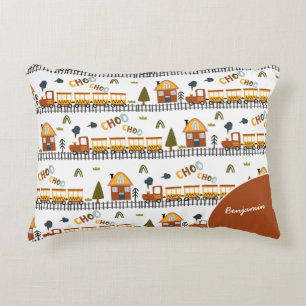 Choo Choo Train Pattern First Name Little Kid Accent Pillow
