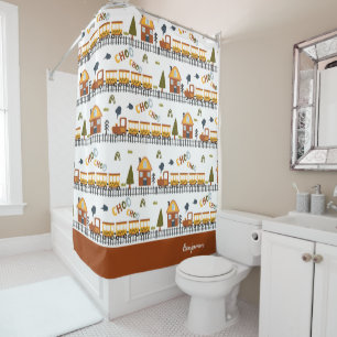 Choo Choo Train Pattern Little Kid Name Bathroom