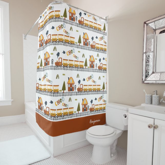 Choo Choo Train Pattern Little Kid Name Bathroom (In Situ)