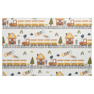 Choo Choo Train Pattern Little Kid Nursery Fabric