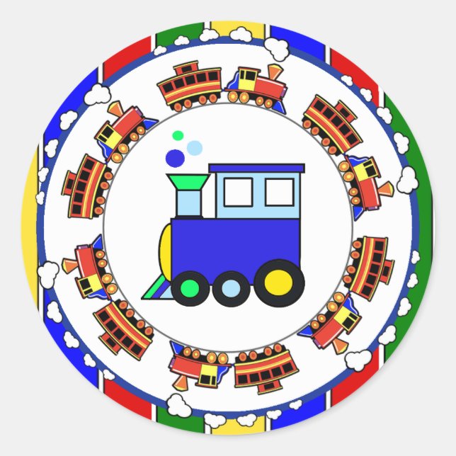 Choo Choo Train Prime Baby Shower Birthday Classic Round Sticker (Front)