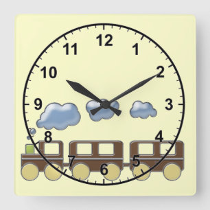 Choo Choo Train Square Wall Clock