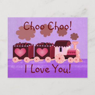 Choo Choo Train Valentine Postcard