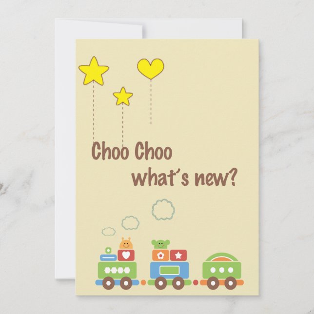 Choo Choo What's New? Pregnancy Photo Announcement (Front)