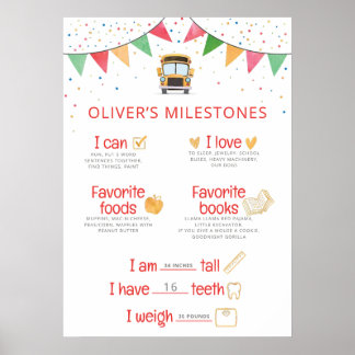 chool Bus Birthday Milestone Poster
