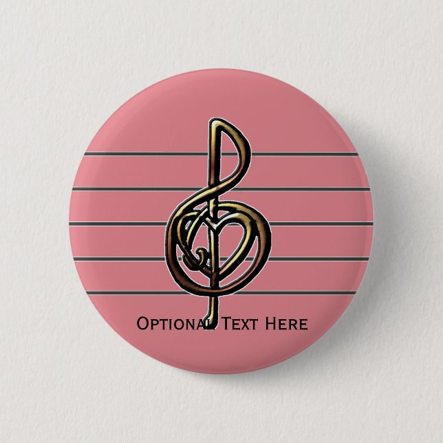Choose a Colour Embossed Look Treble Clef and Hear 2 Inch Round Button (Front)