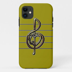 Choose a Colour Embossed Look Treble Clef and Hear iPhone 11 Case