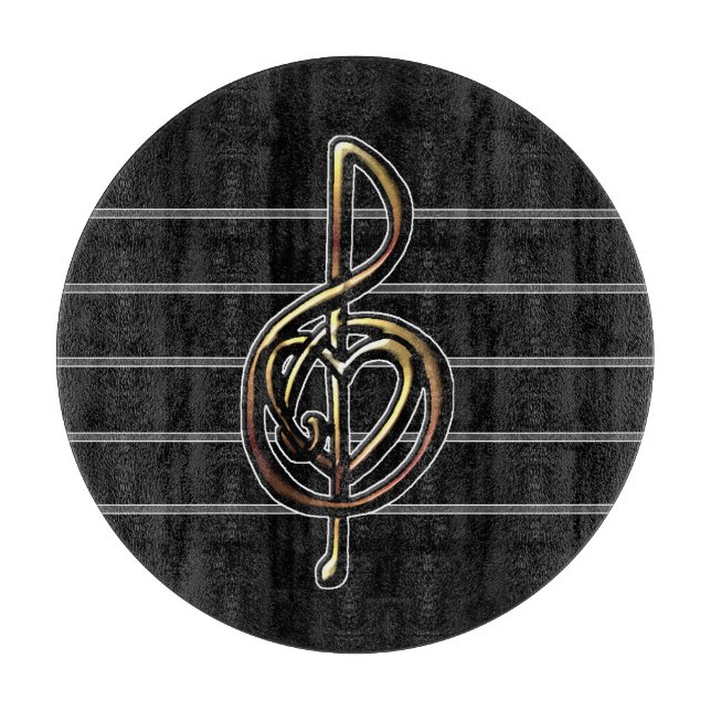 Choose a Colour Embossed Look Treble Clef and Hear Cutting Board (Front)