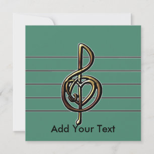 Choose a Colour Embossed Look Treble Clef and Hear Invitation