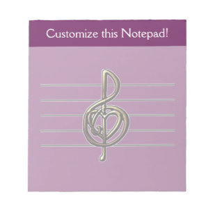 Choose a Colour Embossed Look Treble Clef and Hear Notepad