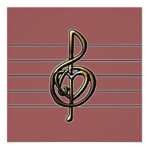 Choose a Colour Embossed Look Treble Clef and Hear Photo Print