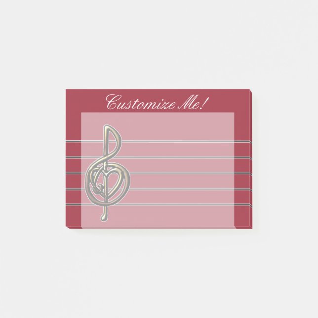 Choose a Colour Embossed Look Treble Clef and Hear Post-it Notes (Front)