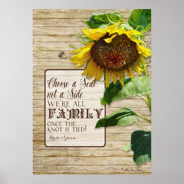 Choose a Seat not a Side Family Wedding Sign Tan (Front)