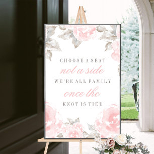 Choose a Seat Pink Watercolor Rose Vintage Wedding Poster