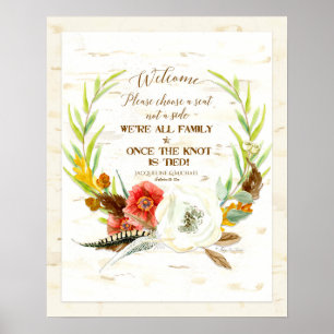 Choose a Seat Rustic BOHO Bohemian Wreath Birch Poster