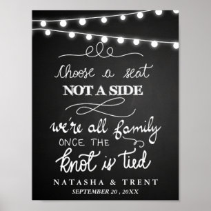 Choose A Seat String Lights Chalkboard Wedding Poster